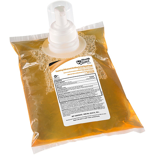 Health Guard Foam Antibacterial Soap Citrus Spice Scent - 1.06 quart - Kill Germs, Soil Remover - Skin, Hand - Antibacterial - Amber - Triclosan-free - 6 / Carton (21341)