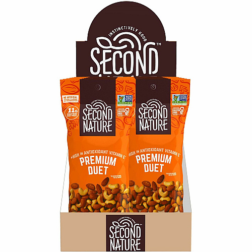 Second Nature Premium Duet Trail Mix Low Sodium, Gluten-free, No Artificial Flavor, No Artificial Color, Preservative-free - Cashew, Almond - 2 oz - 12 / Box (01172)