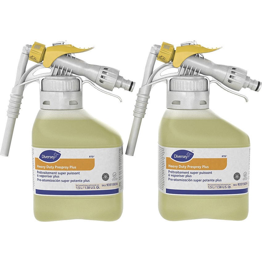 Diversey Heavy Duty Prespray Plus Ready-To-Use - 50.7 fl oz (1.6 quart) - Floral Scent - Heavy Duty, pH Neutral - Yellow - 2 / Box (93515034)