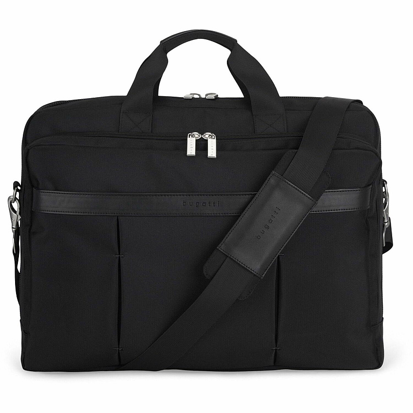 bugatti Gregory Carrying Case (Briefcase) for 17" to 17.3" Notebook - Black Damage Resistant, Tangle Resistant Shoulder Strap - Ballistic Nylon Body - Trolley Strap, Handle, Shoulder Strap - 13" Height x 8" Width x 18" Depth - 1 Each (EXB1707BLK)