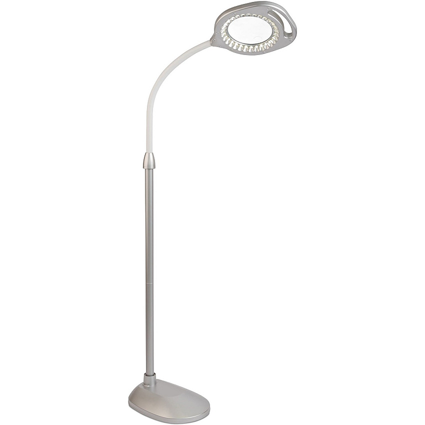 OttLite LED Magnifier Floor & Table Light 54.8" Height - LED Bulb - Glare-free Light, Flexible Neck, Handle, Adjustable Height - 240 lm Lumens - Floor-mountable, Table Top - for Table (CS43828W)