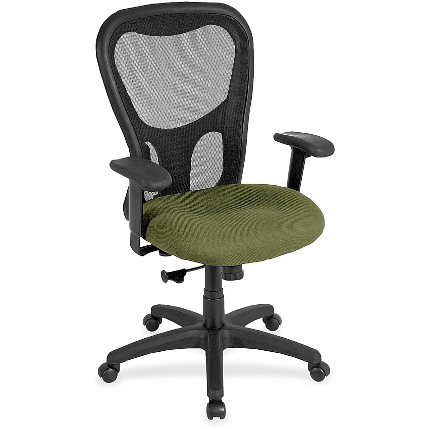 Eurotech Apollo Synchro High Back Chair Avocado Seat Color - Fabric Seat Material - Black Back Color - High Back - 5-star Base - Dillon Sage - Armrest - 1 Each (MM950069)