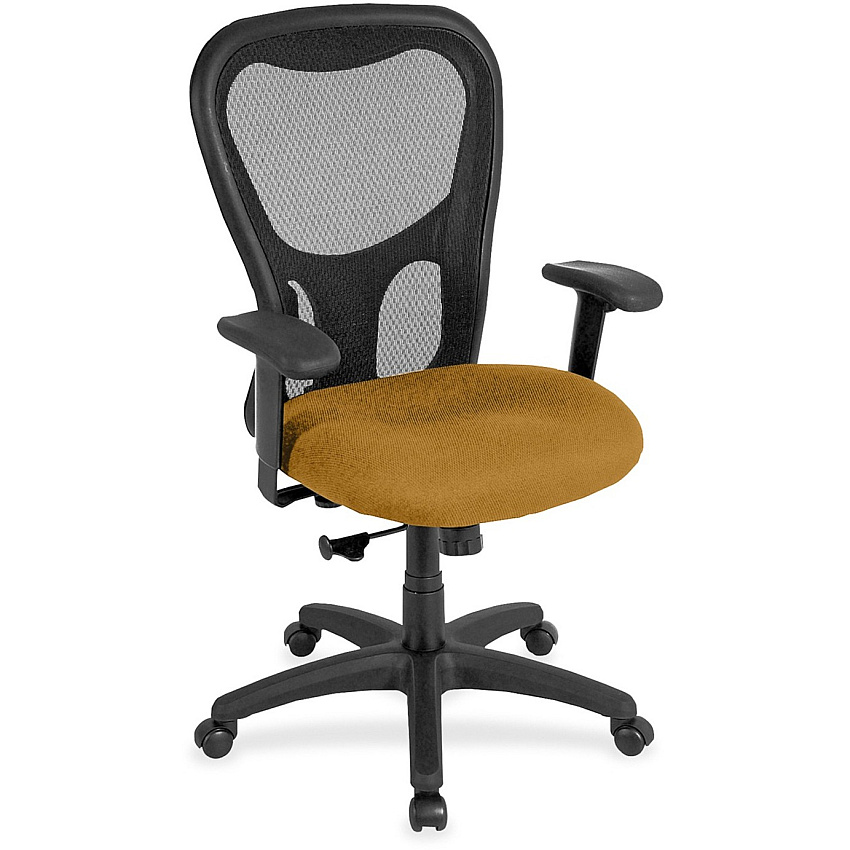 Eurotech Apollo Synchro High Back Chair Butterscotch Seat Color - Fabric Seat Material - Black Back Color - High Back - 5-star Base - Castillo Metal - Armrest - 1 Each (MM950071)