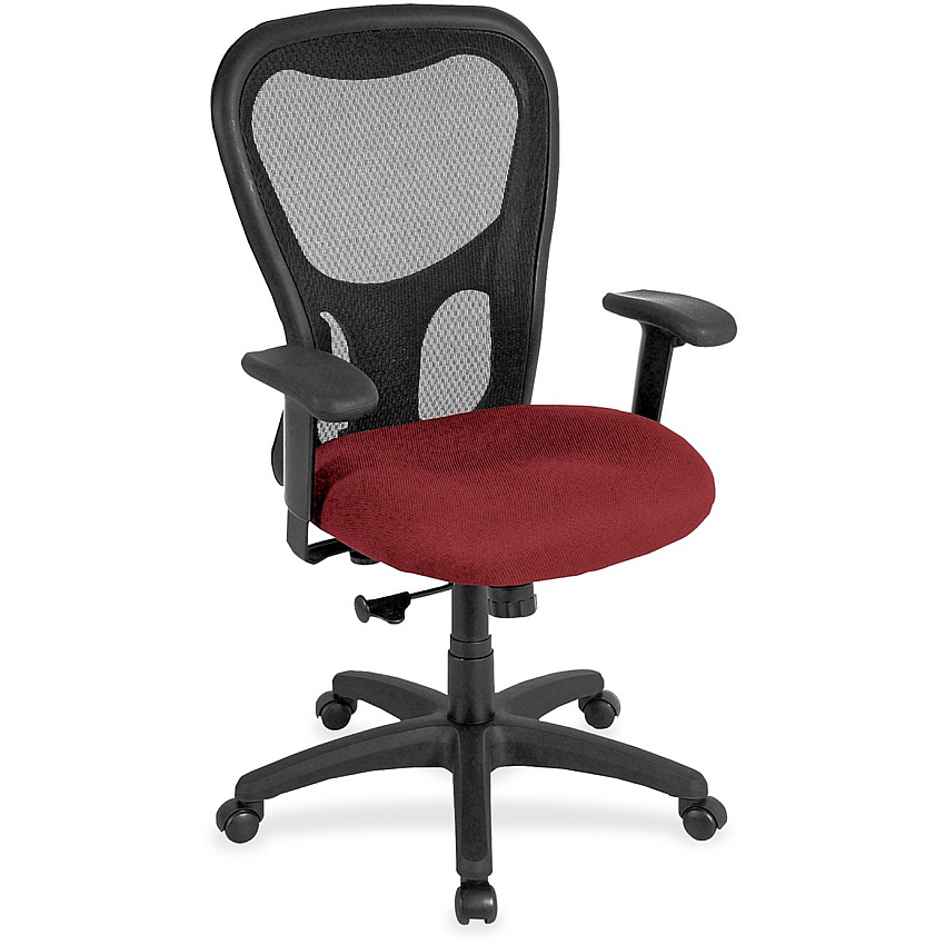 Eurotech Apollo Synchro High Back Chair Matador Seat Color - Fabric Seat Material - Black Back Color - High Back - 5-star Base - Canyon Red Rock - Armrest - 1 Each (MM950075)