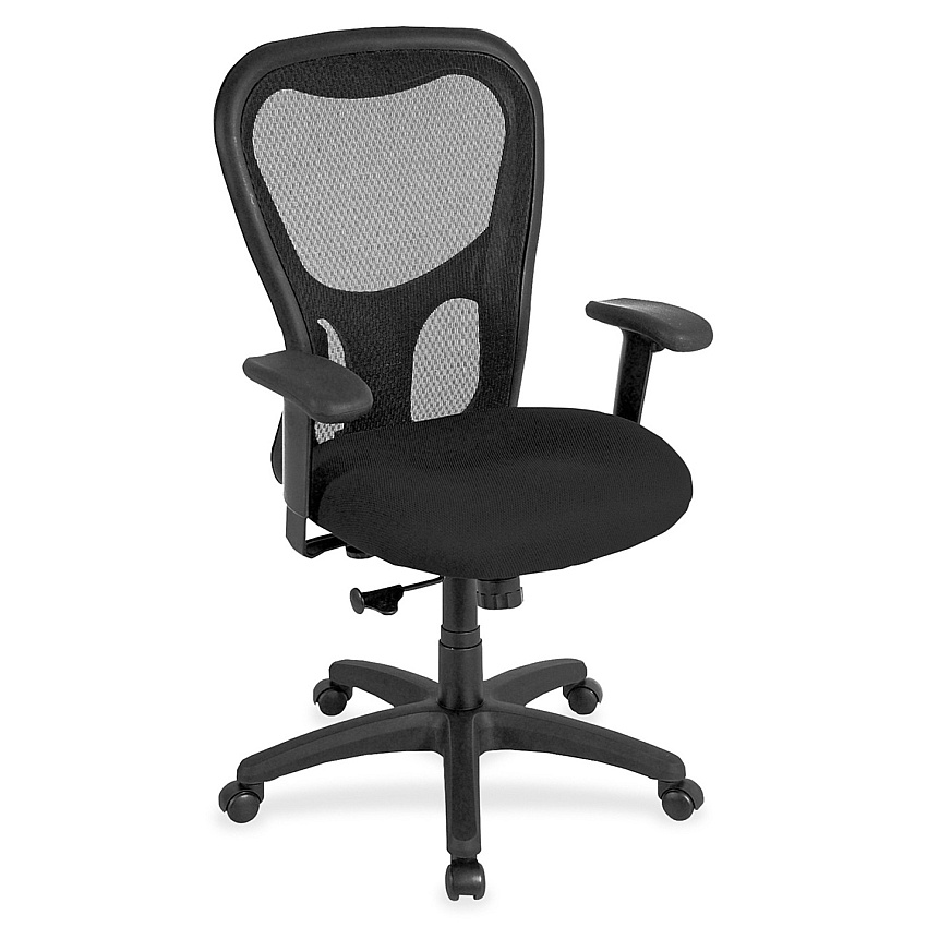 Eurotech Apollo Synchro High Back Chair Black Seat Color - Fabric Seat Material - Black Back Color - Black Frame Color - High Back - 5-star Base - Dillon Black - Armrest - 1 Each (MM950076)