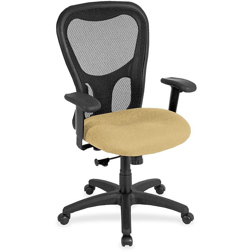 Eurotech Apollo Synchro High Back Chair Buff Seat Color - Fabric Seat Material - Black Back Color - Black Frame Color - High Back - 5-star Base - Dillon Buff - Armrest - 1 Each (MM950007)