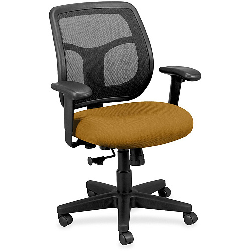 Eurotech Apollo Synchro Mid-Back Chair Butterscotch Seat Color - Fabric Seat Material - Black Back Color - Fabric Back Material - Mid Back - 5-star Base - Castillo Metal - Armrest - 1 Each (MT940071)