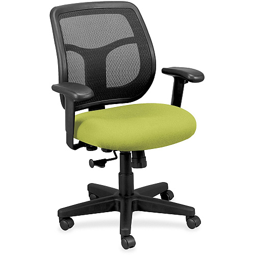 Eurotech Apollo Synchro Mid-Back Chair Apple Green Seat Color - Fabric Seat Material - Black Back Color - Mesh Back Material - Black Frame Color - Mid Back - 5-star Base - Dillon Apple Green - Armrest - 1 Each (MT940009)