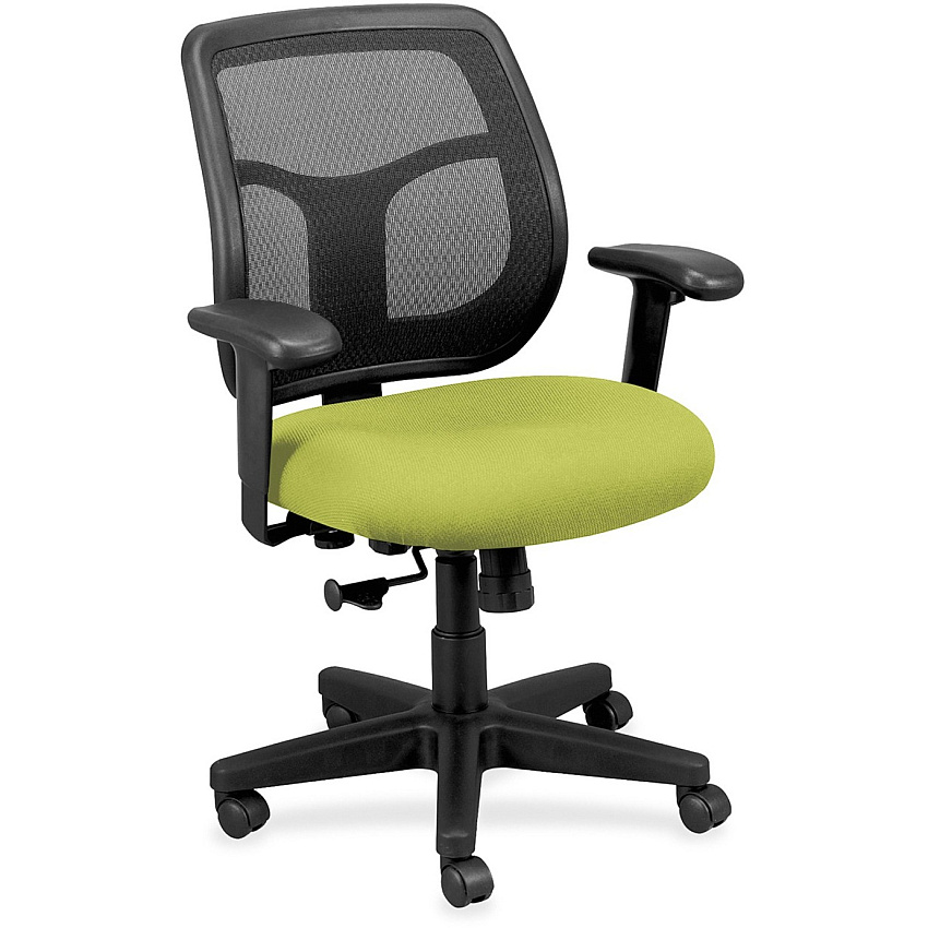 Eurotech Apollo Synchro Mid-Back Chair Apple Green Seat Color - Fabric Seat Material - Black Back Color - Mesh Back Material - Black Frame Color - Mid Back - 5-star Base - Dillon Apple Green - Armrest - 1 Each (MT940009)