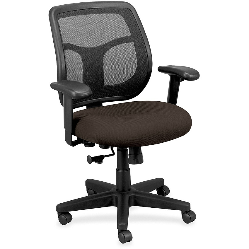 Eurotech Apollo Synchro Mid-Back Chair Java Seat Color - Fabric Seat Material - Black Back Color - Mesh Back Material - Black Frame Color - Mid Back - 5-star Base - Dillon Java - Armrest - 1 Each (MT940077)