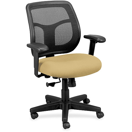 Eurotech Apollo Synchro Mid-Back Chair Buff Seat Color - Fabric Seat Material - Black Back Color - Mesh Back Material - Black Frame Color - Mid Back - 5-star Base - Dillon Buff - Armrest - 1 Each (MT940007)
