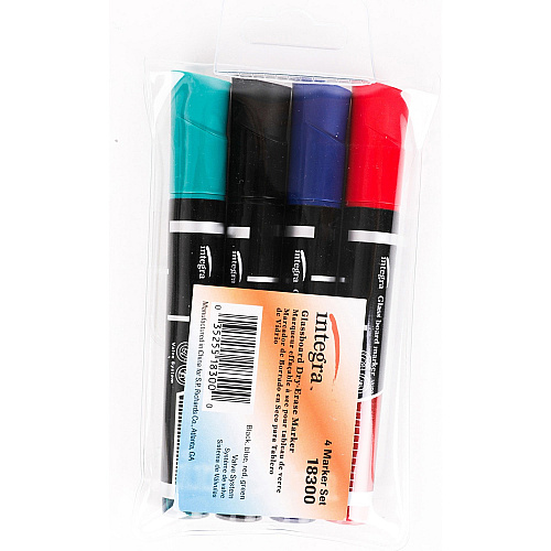 Integra Dry-Erase Markers Erasable - Assorted Ink - 4 / Pack (18300)