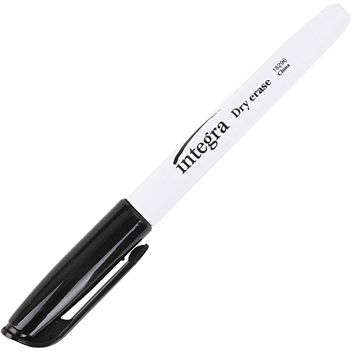 Integra Dry-Erase Markers Fine Bullet Marker Point - Black Ink - Alcohol Based - Fiber Tip - 1 Dozen (18296)