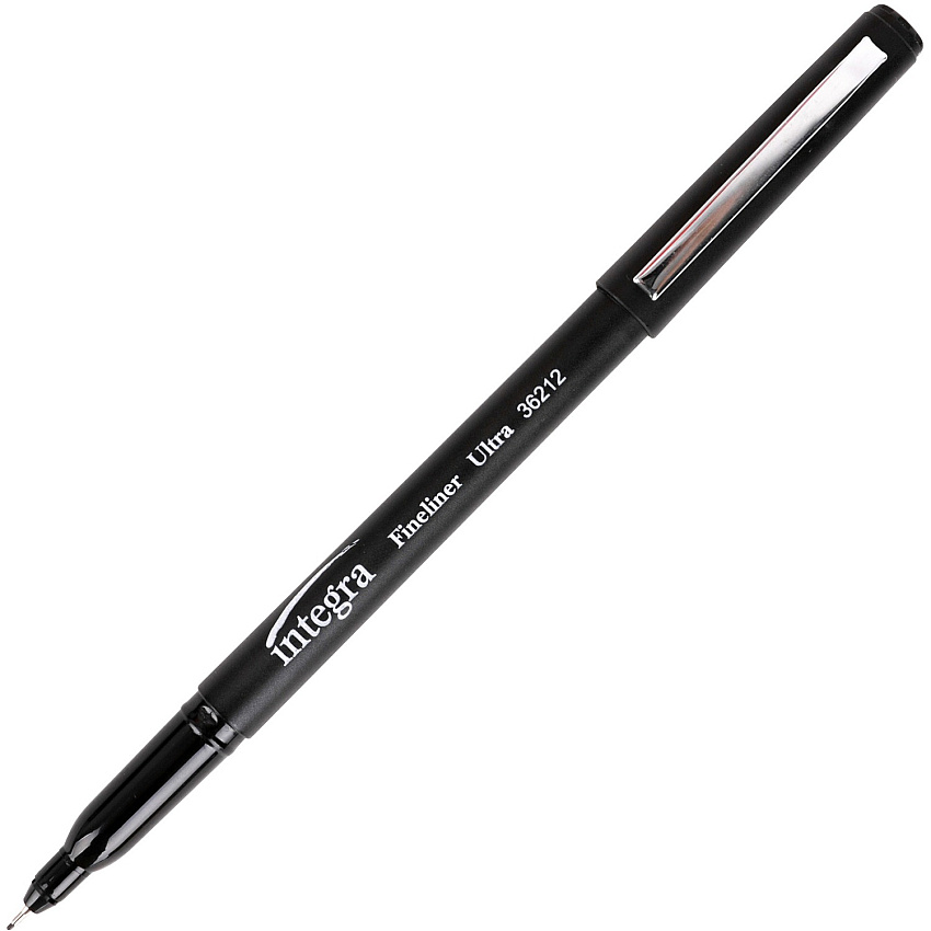 Integra Fineliner Ultra Fine Permanent Markers Ultra Fine Marker Point - Black Ink - 12 / Pack (36212)