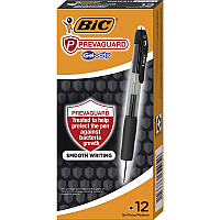 BIC PrevaGuard Gel-ocity Gel Pen 0.7 mm Pen Point - Black Ink - Gel-based - 1 Dozen (RGGA11BK)