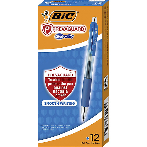 BIC PrevaGuard Gel-ocity Gel Pen 0.7 mm Pen Point - Blue Ink - Gel-based - 1 Dozen (RGGA11BE)
