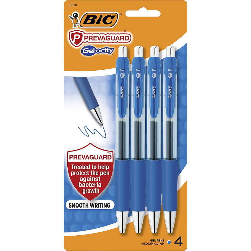 BIC PrevaGuard Gel-ocity Gel Pen 0.7 mm Pen Point - Blue Ink - Gel-based - 4 / Pack (RGGAP4BE)