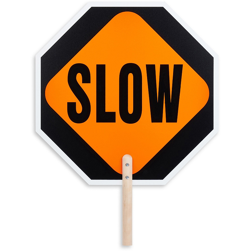Tatco STOP / SLOW 2-sided Handheld Sign Print/Message "STOP/SLOW" - 0.2" Width x 18" Height - Double Sided - Weather Proof, Long Lasting, Comfortable Grip, Lightweight, Handheld - Hardboard, Wood - Multicolor - 1 Each (17530)