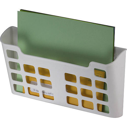 Officemate Magnetplus&trade; Magnetic File Pocket 6.69" Height x 13.62" Width x 2.52" Depth - Magnetic, Suction Cup, Damage Resistant, Front Cut-out - White - Plastic - 1 Each (92543)