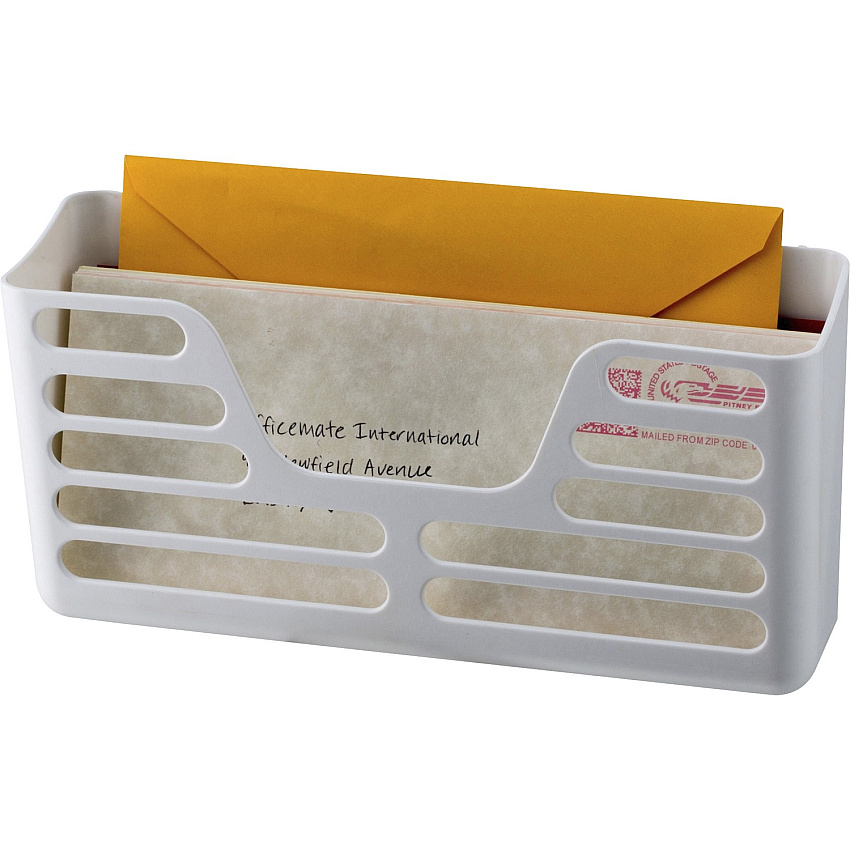 Officemate Magnetplus&trade; Magnetic Utility Pocket 2 Pocket(s) - 5.25" Height x 10.25" Width x 3" Depth - Magnetic, Suction Cup, Closet, Sturdy, Front Cut-out, Damage Resistant - White - 1 Each (92541)