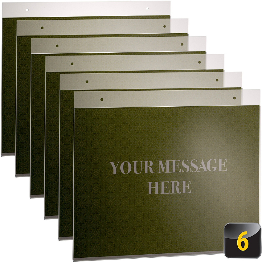 Officemate Horizontal Sign Holder, 6PK 11" Width x 8.5" Height - 11" Holding Width x 8.50" Holding Height - Rectangular Shape - Double Sided - Easy to Use, Durable, Hanging Hole - Plastic - Clear - 6 / Box (23061)