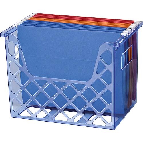Officemate Blue Glacier&trade; Desktop File Organizer 10.75" Height x 13.25" Width x 8.63" Depth - Desktop - Compact, Portable - Transparent Blue - 1 Each (23221)