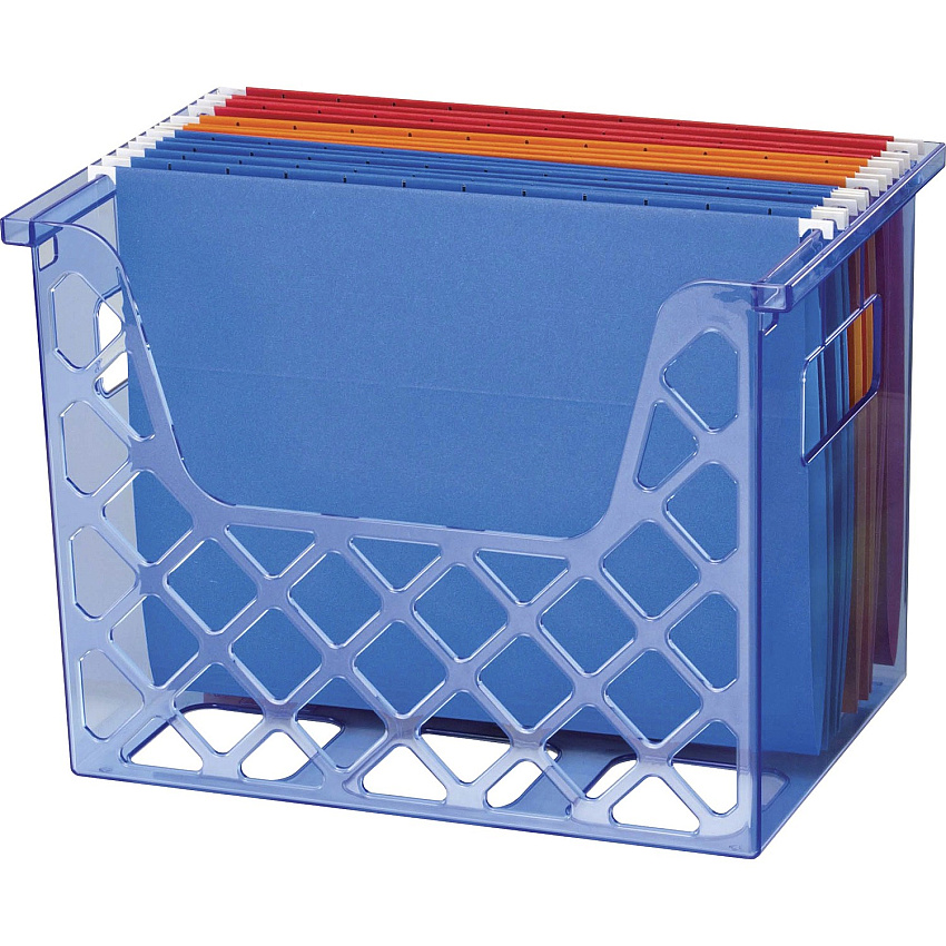 Officemate Blue Glacier&trade; Desktop File Organizer 10.75" Height x 13.25" Width x 8.63" Depth - Desktop - Compact, Portable - Transparent Blue - 1 Each (23221)