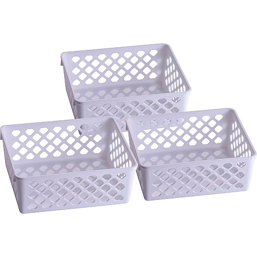 Officemate Achieva Medium Supply Basket, 3/PK 2.4" Height x 6.1" Width x 5" Depth - Compact, Stackable, Storage Space - White - Plastic - 3 / Pack (26205)