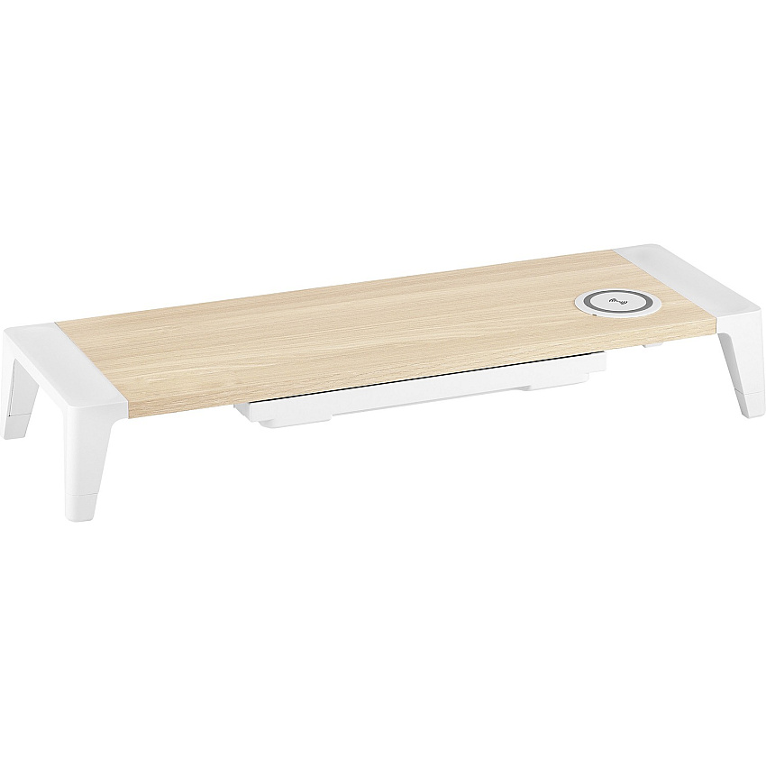 Bostitch Wireless Charging Wooden Monitor Stand 33 lb Load Capacity - 24" Width x 8" Depth - Wood, Wood Grain - Multi (STND2408WH)