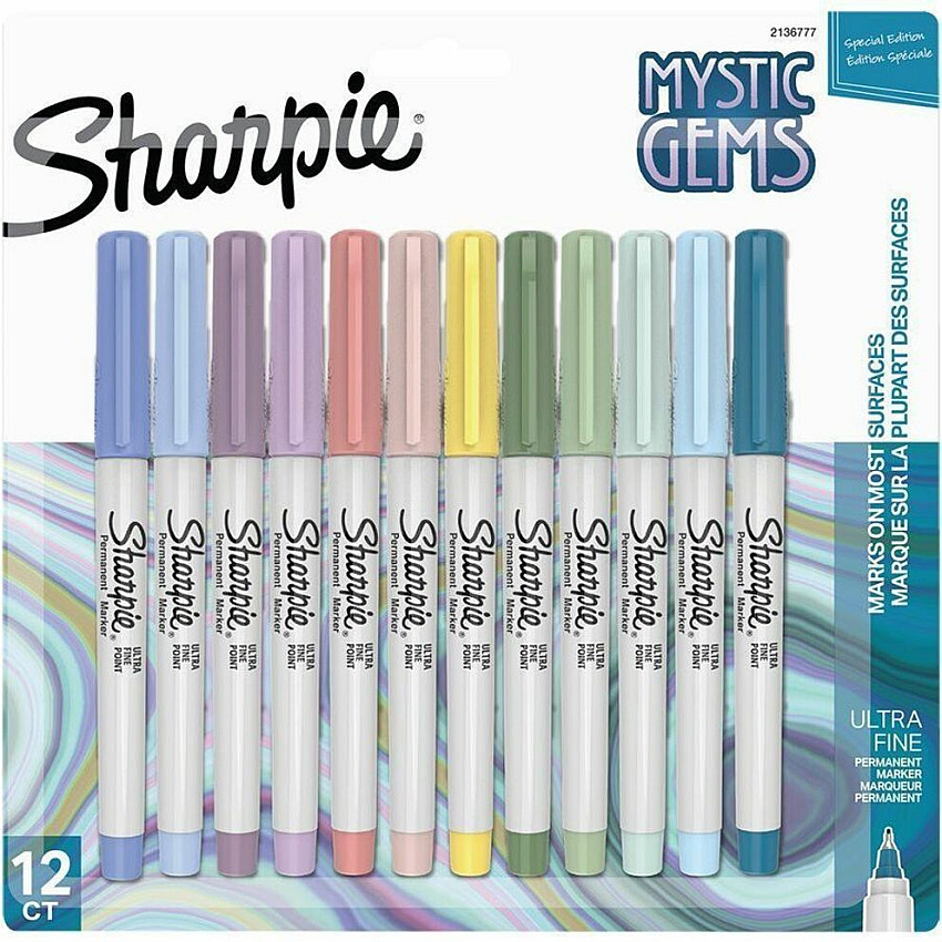 Sharpie Mystic Gems Permanent Markers Ultra Fine Marker Point - Multi Ink - 12 / Pack (2136777)