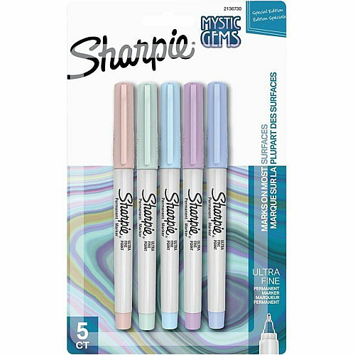 Sharpie Mystic Gems Permanent Markers Ultra Fine Marker Point - Multi Ink - 5 / Pack (2136730)