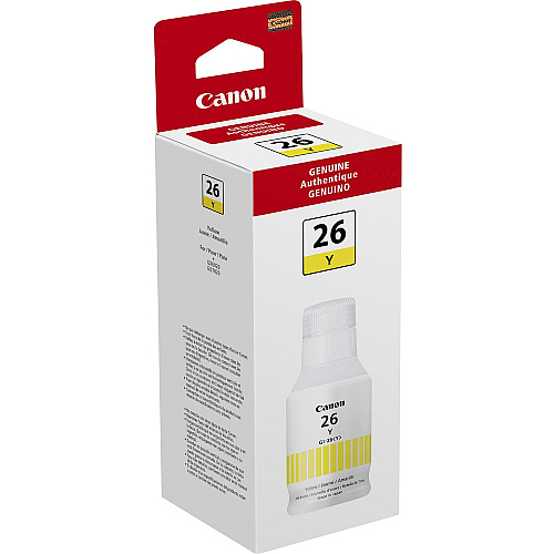 Canon GI-26 Pigment Color Ink Bottle Inkjet - Yellow - 14000 Pages - 132 mL - High Yield - 1 Each (GI26Y)