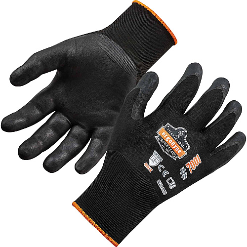 Ergodyne ProFlex 7001 Abrasion-Resistant Nitrile-Coated Gloves - DSX 0.75" Thickness x 9.25" Glove Length - Nitrile Coating - XXL Size - Black - Touchscreen Capable - Abrasion Resistant, Seamless, Knit Wrist, Dirt Resistant, Debris Resistant, Mach (17956)