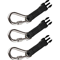 Ergodyne 3025 Retractable Tool Lanyard Accessory Pack - SS Carabiner Attachments 1 lb Load Capacity - Standard - Carabiner Attachment - 1.5" Height x 7" Width x 5.3" Length - Black - Stainless Steel - 3 / Pack (19325)