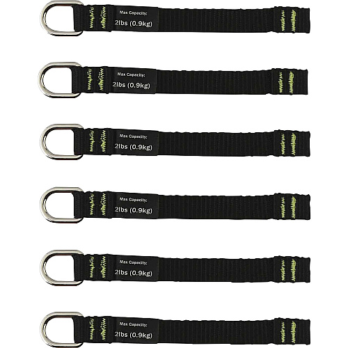 Ergodyne 3700 Web Tool Tether Attachment - D-Ring Tool Tails - 2lbs (6-Pack) 9.5" Height x 0.3" Width - Black - 6 / Pack (19705)