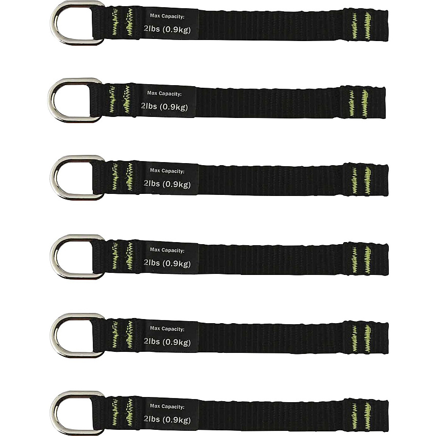 Ergodyne 3700 Web Tool Tether Attachment - D-Ring Tool Tails - 2lbs (6-Pack) 9.5" Height x 0.3" Width - Black - 6 / Pack (19705)