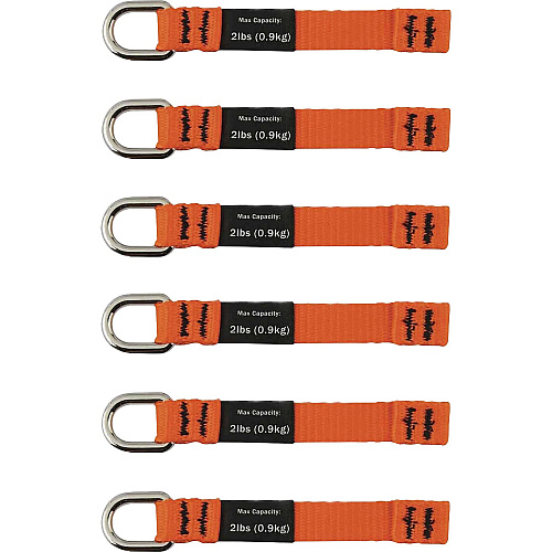 Ergodyne 3700 Web Tool Tether Attachment - D-Ring Tool Tails - 2lbs (6-Pack) 9.5" Height x 0.3" Width - Orange - 6 / Pack (19704)