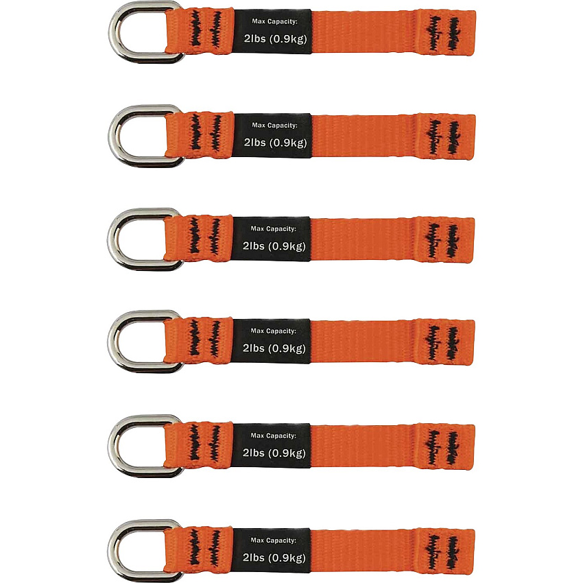 Ergodyne 3700 Web Tool Tether Attachment - D-Ring Tool Tails - 2lbs (6-Pack) 9.5" Height x 0.3" Width - Orange - 6 / Pack (19704)