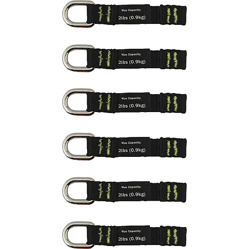 Ergodyne 3700 Web Tool Tether Attachment - D-Ring Tool Tails - 2lbs (6-Pack) 9.5" Height x 0.3" Width - Black - Nylon Webbing - 6 / Pack (19703)