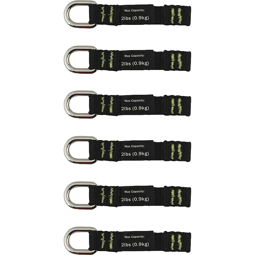 Ergodyne 3700 Web Tool Tether Attachment - D-Ring Tool Tails - 2lbs (6-Pack) 9.5" Height x 0.3" Width - Black - Nylon Webbing - 6 / Pack (19703)