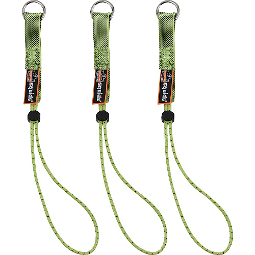 Ergodyne 3703 Elastic Tool Tether Attachment - Loop Tool Tails - 15lbs (3-Pack) 9.5" Height x 0.3" Width - Lime - Elastic, Nylon - 3/Each - 18 / Carton (19767)