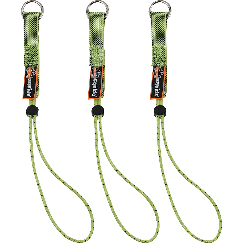 Ergodyne 3703 Elastic Tool Tether Attachment - Loop Tool Tails - 15lbs (3-Pack) 9.5" Height x 0.3" Width - Lime - Elastic, Nylon - 3/Each - 18 / Carton (19767)