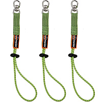 Ergodyne 3713 Standard Elastic Loop Tool Tails Swivel 10 lb Load Capacity - Standard - Carabiner Attachment - 9.5" Height x 0.3" Width x 4" Length - Lime - Elastic - 3/Each - 18 / Carton (19765)