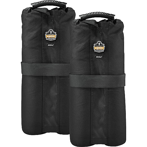 Ergodyne 6094 One Size Tent Weight Bags 40 lb Capacity - 7" Length x 10" Width - Black - Polyurethane, Polyester - Tent - 2 / Pack (12994)