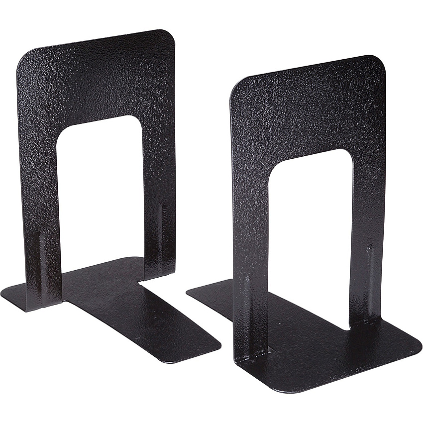 AbilityOne Heavy-Duty Steel Bookends 9" Height x 5.9" Width x 8" Depth - Heavy Duty, Non-skid Base, Scratch Resistant, Non-slip - 18% Recycled - Black - Steel - 1 Pair (4844579)