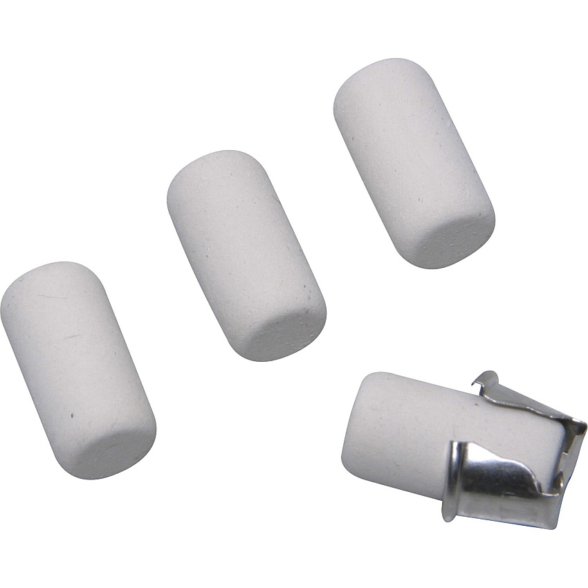 AbilityOne SKILCRAFT Capped Eraser Refill White - Metal - 4 / Box - Non-smudge, Non-tearing, Non-scratching, Non-smearing (3328794)