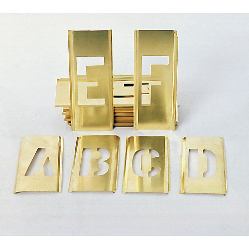 AbilityOne SKILCRAFT Brass Stencil Set 2" - Gothic - Character, Letter, Number, Symbol - Yellow (2987044)