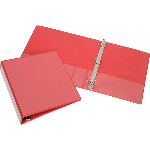 AbilityOne SKILCRAFT Round Ring View Binder 1 1/2" Binder Capacity - Letter - 8 1/2" x 11" Sheet Size - 3 x Round Ring Fastener(s) - Inside Front & Back Pocket(s) - Vinyl, Board - Red - Recycled - Clear Overlay, Spine, Unpunch (5194383)