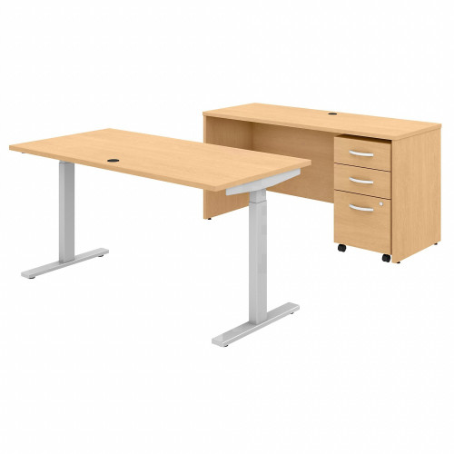 Bush Business Furniture Studio C 60w Height Adjustable Standing Desk With Credenza And File Cabinet (STC017ACSU)