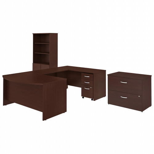 Bush Business Furniture Studio C 60W x 36D U Shaped Desk with Bookcase and File Cabinets (STC002CSSU)